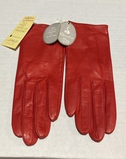 Vtg Sacha Saks Fifth Avenue Red Kidskin Leather Gloves Women  s Sz 6 France NOS