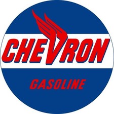 Chevron Gasoline Gas Station Style NEW Metal Sign: 12" Dia. Round USA Made