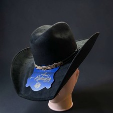 Black Suede Cowboy Hat for Men. Wide-Brim Rodeo Hat. Sombrero Vaquero Negro.