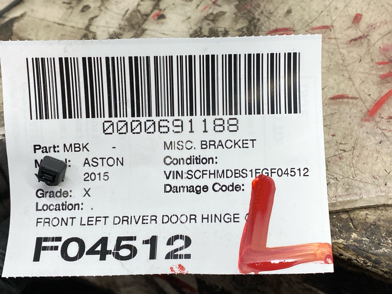 2015 ASTON MARTIN RAPIDE FRONT LEFT DOOR HINGE GAS STRUT & ECU MOUNTING BRACKET