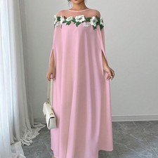 Women's Floral Embroidered Maxi Dress Plus Size Elegant Beach Dress for Holiday