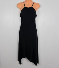 Black Asymmetric Midi Halter Neck Dress Made in Italy Y2K Size 6-8 Vintage NEMO