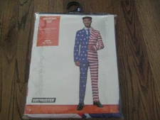 American Flag Suit Costume  Adult XL 46-48  New Halloween 3 Piece Costume