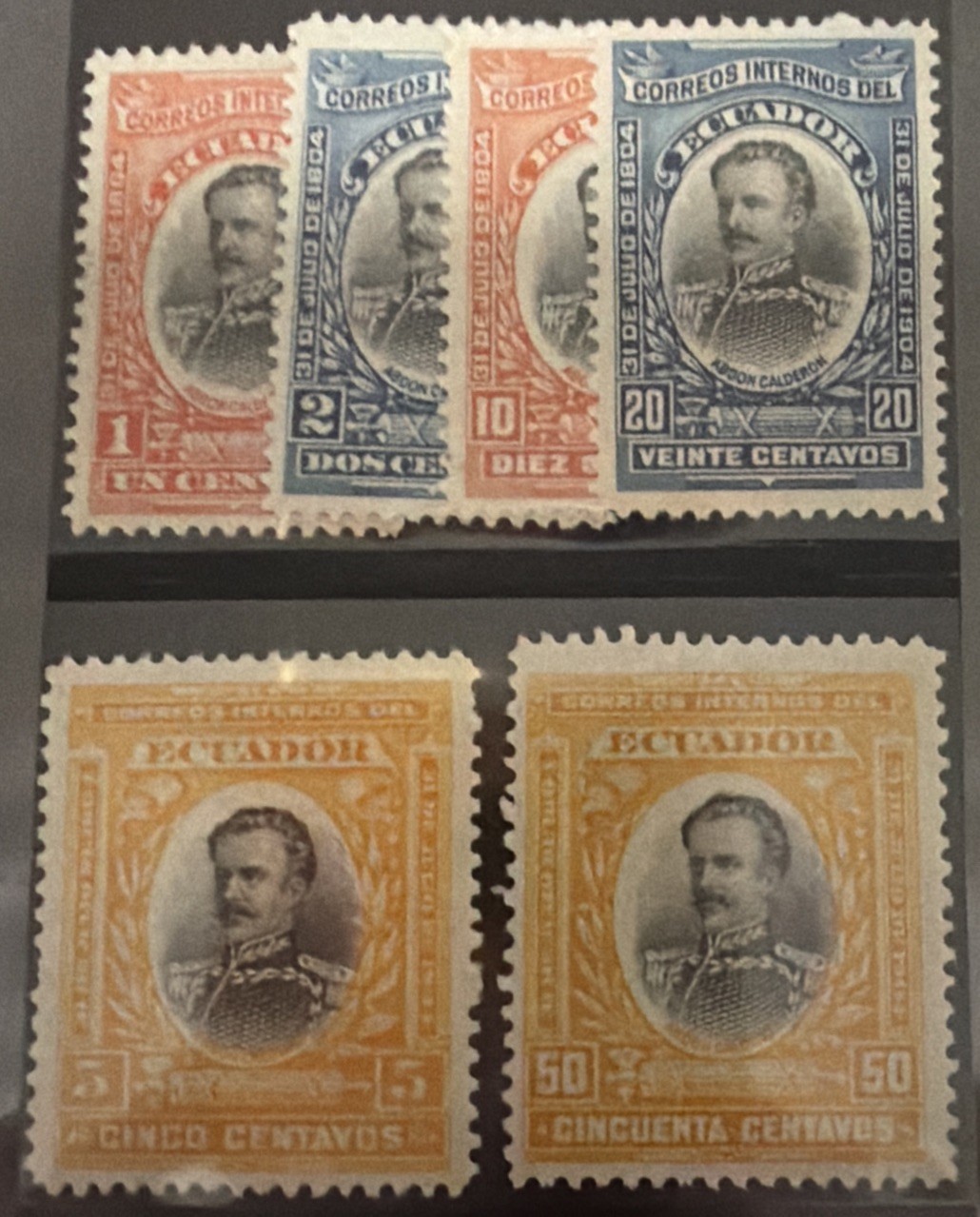 DP Stamps Ecuador 1904  SC 160-165 Mint Set