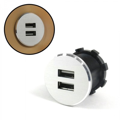 Silver Dash Mount Dual Port USB - Replaces Cigarette Lighter truck 