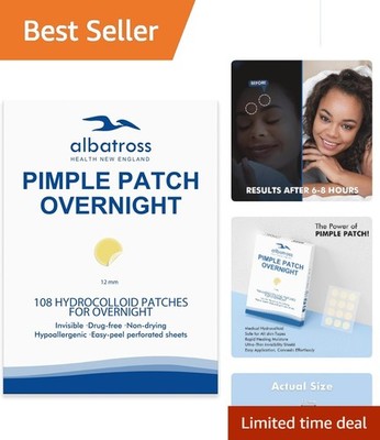 Natural Overnight Acne Pimple Patches - Invisible Hydrocolloid Treatment