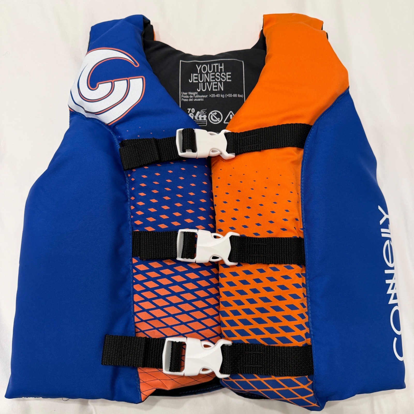 Connelly Youth Life Jacket Blue Orange USCG Approved PFD 55-