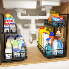 2-Pack Under Sink Organizer, 2-Tier Slide-Out Storage for Kitchen  Bathroom