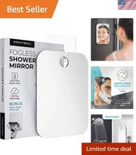 Fogless Shower Mirror for Shaving Anti-Fog Acrylic No-Drill Wall Mount 8x6in