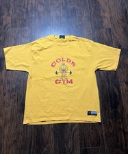 Vintage Golds Gym T Shirt Mens XL Yellow Red Venice California Bodybuilding