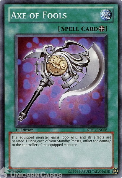 STBL-EN058 Axe of Fools : Common 1st Edition Mint Yu-Gi-Oh! Card