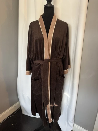 Robe vintage homme CHRISTIAN DIOR Monsieur marron ceinturée velours logo taille unique