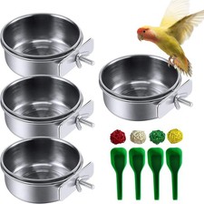 Stainless Steel Bowls for Birds,4 Pcs Parrot Feeder Dish Cups,Bird Cage Water...