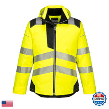 Portwest Pw3 Hi-Vis Winter Jacket Work Safety Protective Reflective Waterproof