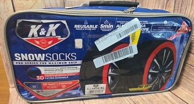 K&K Automotive Snow Socks Pro Series XL Ultimate Winter Grip Durable Washable