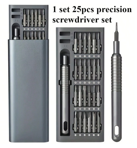 Grey Computer Screwdriver Set 25-in-1 Mini Precision Screwdrivers Set with 24 Pcs Magnetic Bits, Grey ...
