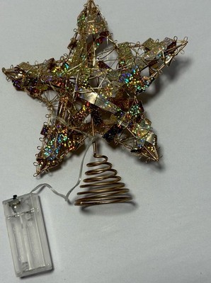 Christmas Tree Topper Fairy Light Silver Star Tree Topper Battery Powered Star