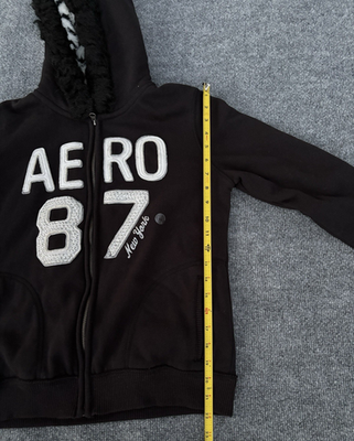 Vintage Aeropostale 87 Y2K Zebra FAUX FUR Lined Hoodie Black Zip