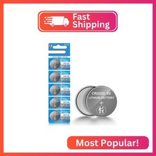 volkate CR2430 Battery, 3V Lithium Coin Battery 5 Count Pack, CR 2430 3 Volt But