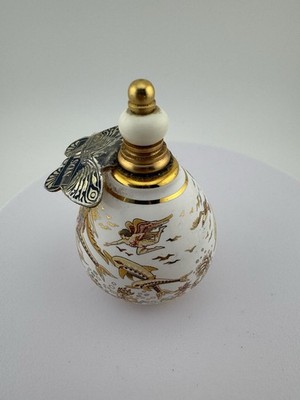 Vintage Greek Venus Parfum Flakon Pallini Attiki weiß Emaille 9 cm