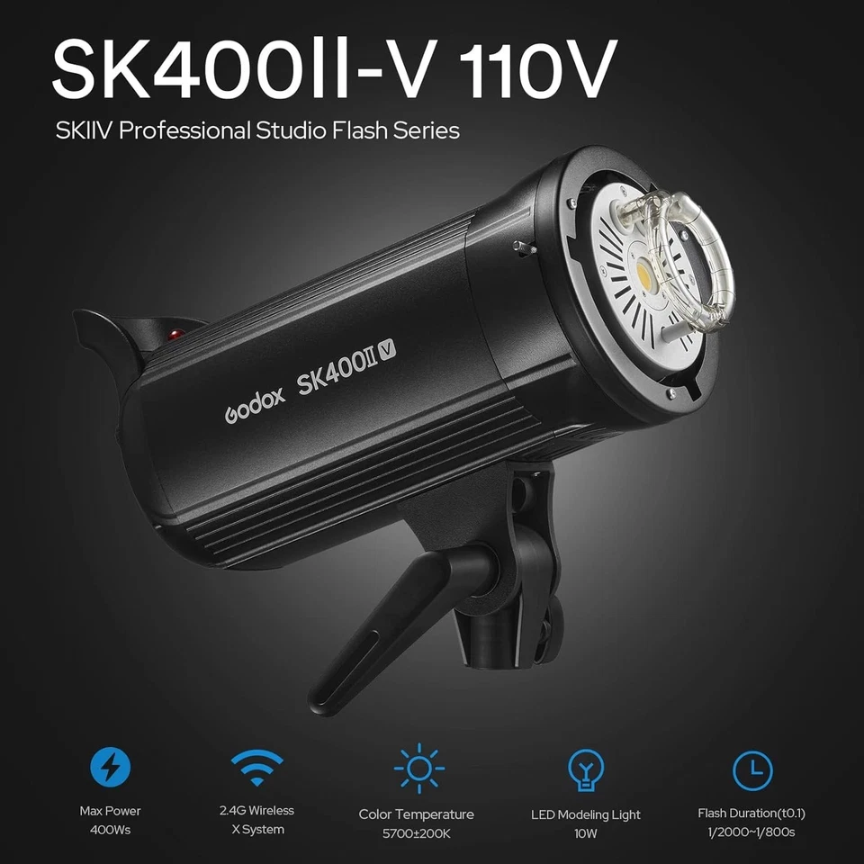 GODOX SK400II-V (New Upgrade) 400Ws Bowens Mount Photo Studio 2.4GHz GN65 Built- - Image 4 of 4