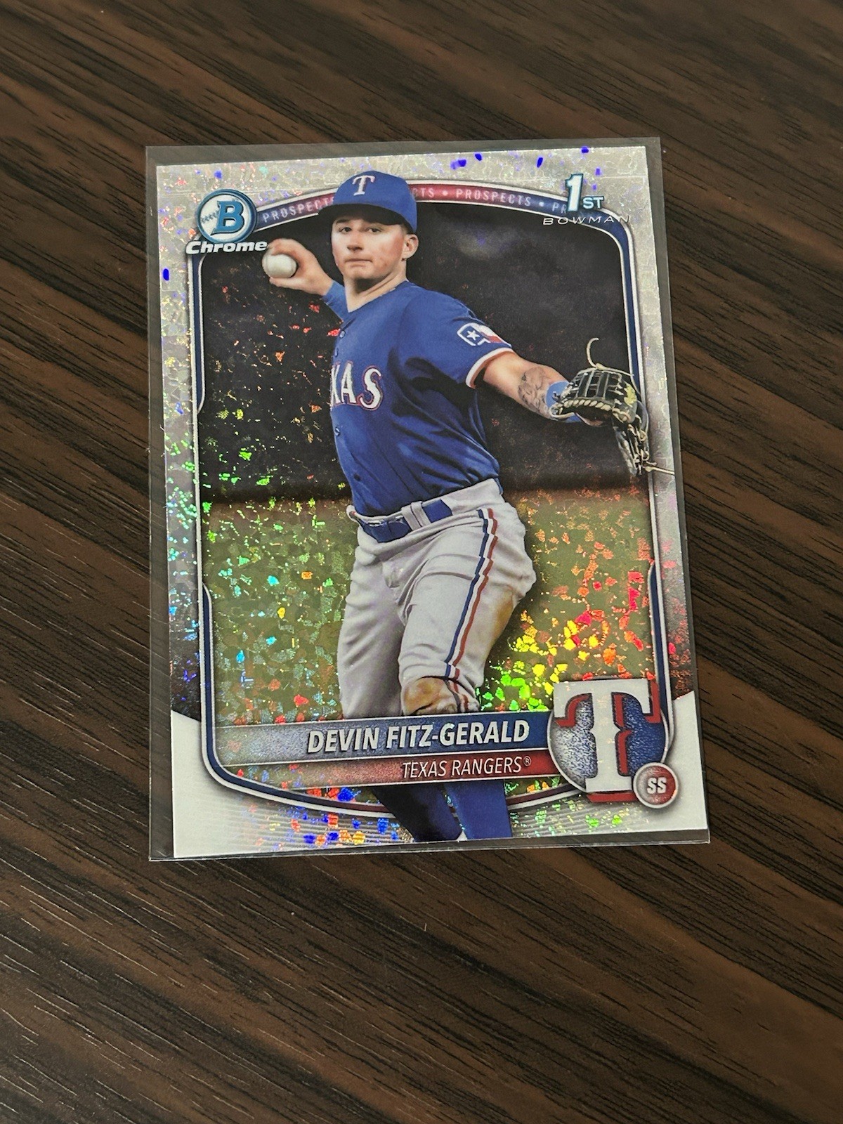 2025 Bowman Chrome Devin Fitz-Gerald 1st Mini Diamond Refractor BCP-158 Rangers