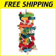 Colorful Wooden Blocks Bird Toy for Large Parrots