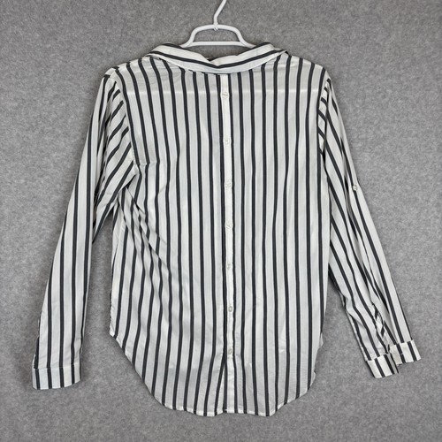 Cloth & Stone Anthropologie gestreifte Button Down Bluse Rollriegel Gr. XS grau - Bild 7 von 8