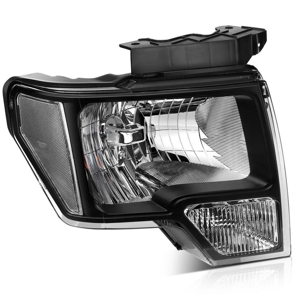 Fits 1909-2014 Ford F-150 Headlights Sssembly Black Housing Replacement One Pair - Image 4 of 4