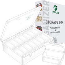 15pcs Bead Organizer Boxes, Medium Clear Plastic Storage Containers with Labe...