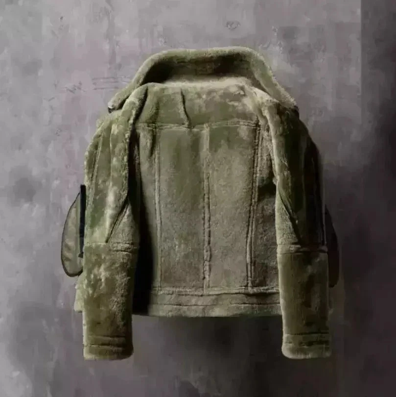 Chaqueta de cuero de oveja para hombre B3 bombardero aviador RAF-estilo de piloto de piel de oveja real Foto 4 de 4