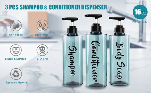 Shpoo and Conditer Dispenser, Shower Soap Bottles with Permanent - Picture 12 of 42