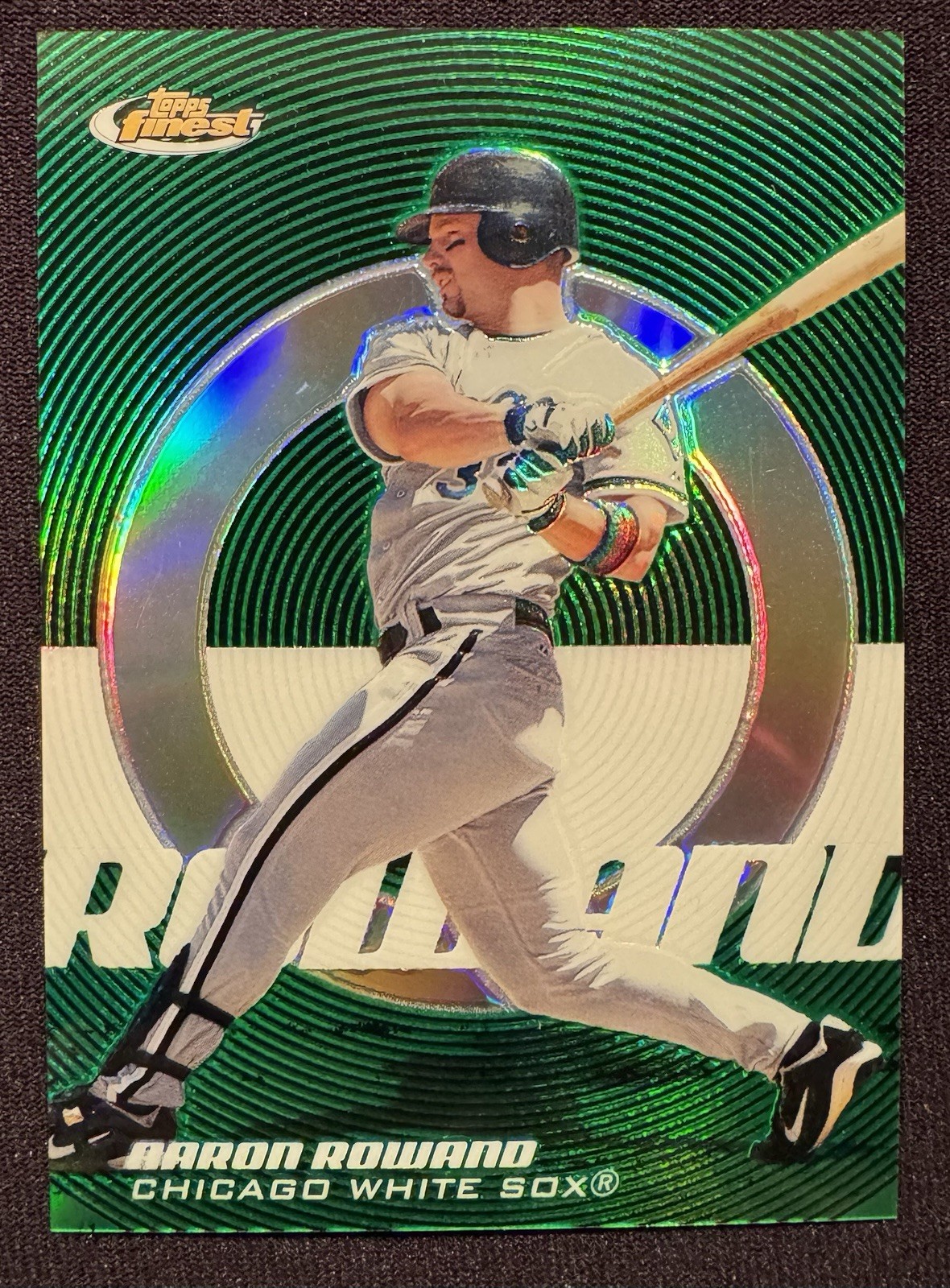 2005 Topps Finest #6 Aaron Rowand Green Refractor /199 White Sox World Series
