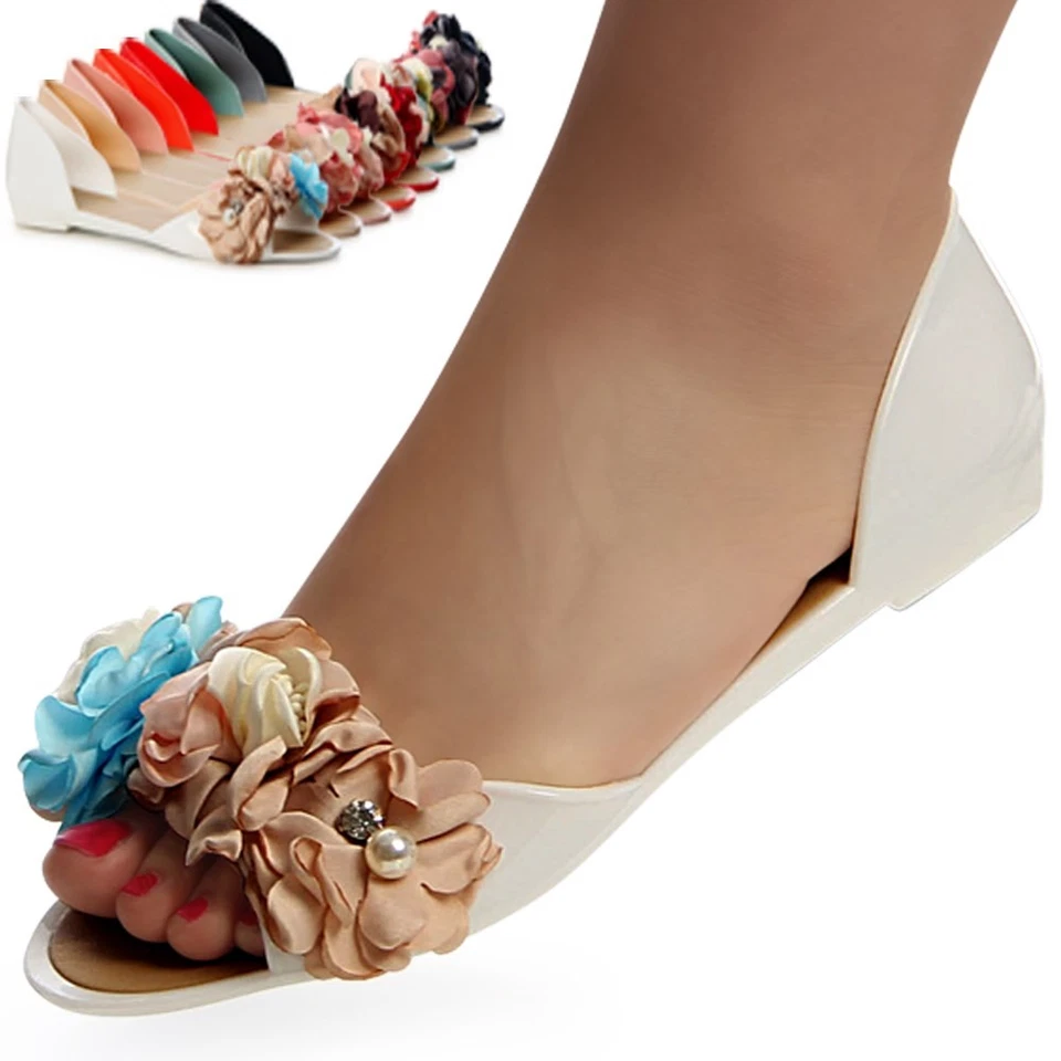 Sandales pour Femmes Fleur Sandalettes Décoré Chaussures de Plage Bain - Photo 1/1
