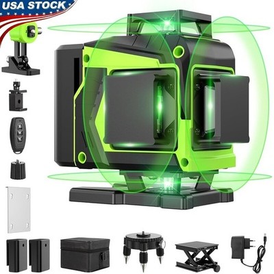 16 Line 4D Laser Level 360 Self Leveling Green Cross Level W/ Remote Control New