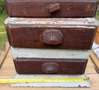 Antique 1900 Tramp/Folk Art Wooden Spice Trinket Box Carved 3 Drawer Painted — photo 6