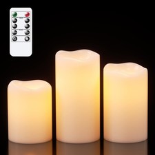 Flameless Flickering Candles with Remote Timer, Battery Operated Outdoor Wate...
