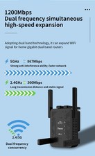 1200Mbps WiFi Extender Booster 5GHz/2.4GHz Dual Band WiFi Repeater 6 Antennas  