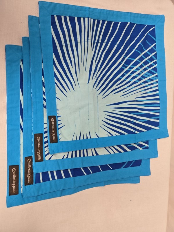 Cari belle Batik Napkins 11.8”X11.8” Set of 4 Blue Sunburst