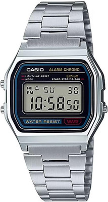 Casio Vintage Uhr Silber Digital A158 Retro Kult-Uhr Edelstahl Klassiker NEU OVP