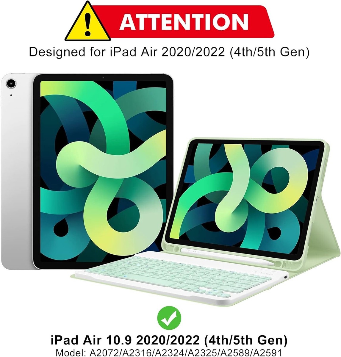 Keyboard Case for iPad Air 4th 5th Generation Pastel Adjustable Angle 