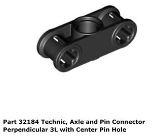 LEGO 32184 Technic Axle and Pin Connector Perpendicular 3L Center Pin Hole Black