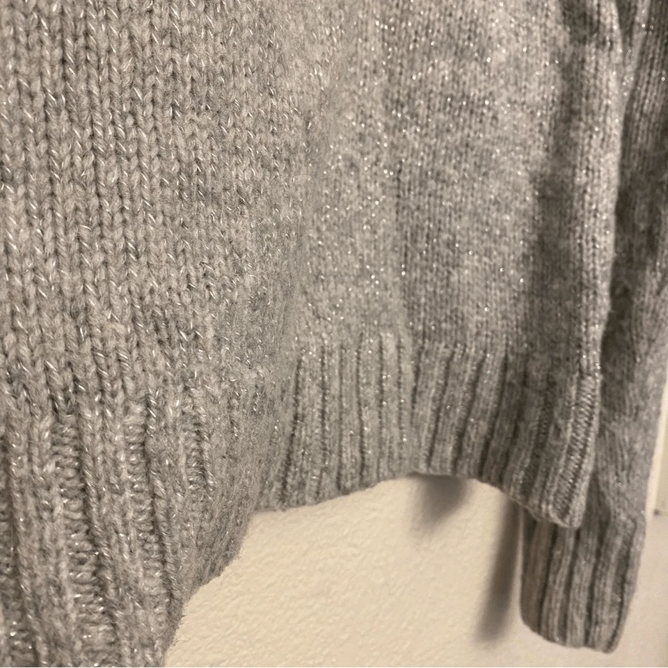 American Eagle Gran Tamaño Crew Grueso Gris Plata Suéter Lana Mezcla Alpaca S Foto 3 de 4