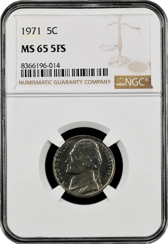 1971  Jefferson US Mint NICKEL,   MS65 by NGC,   5FS,   a SUPERB looking Coin!!