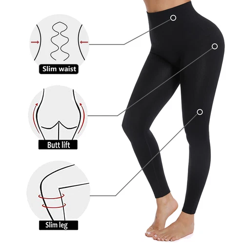 Women's Slimming High-Waisted Shaping Leggings Tummy Control Body Shapewear Tone - Picture 10 of 38