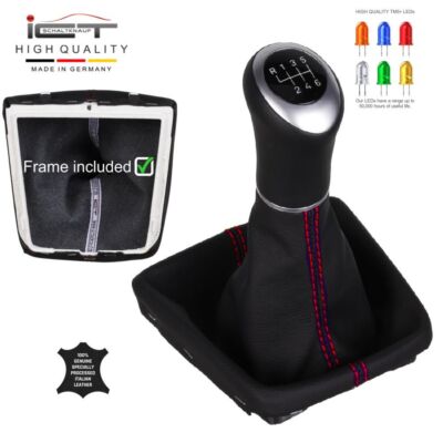 LED ICT Schaltknauf Schaltsack in Leder für Seat Leon III 3  Typ 5F