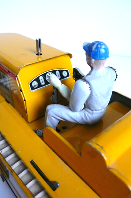 Jouet Ancien JOUSTRA Bulldozer électrique - Tôle, 32 Cm, 1958, Bon état, Fonctionne