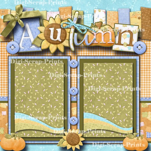 AUTUMN FAMILY ~ 2 premade scrapbook pages paper piecing layout ...