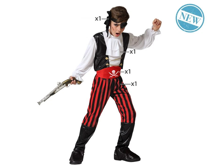 Costume pirata bambino vestito corsaro bucaniere storico multicolore  carnevale