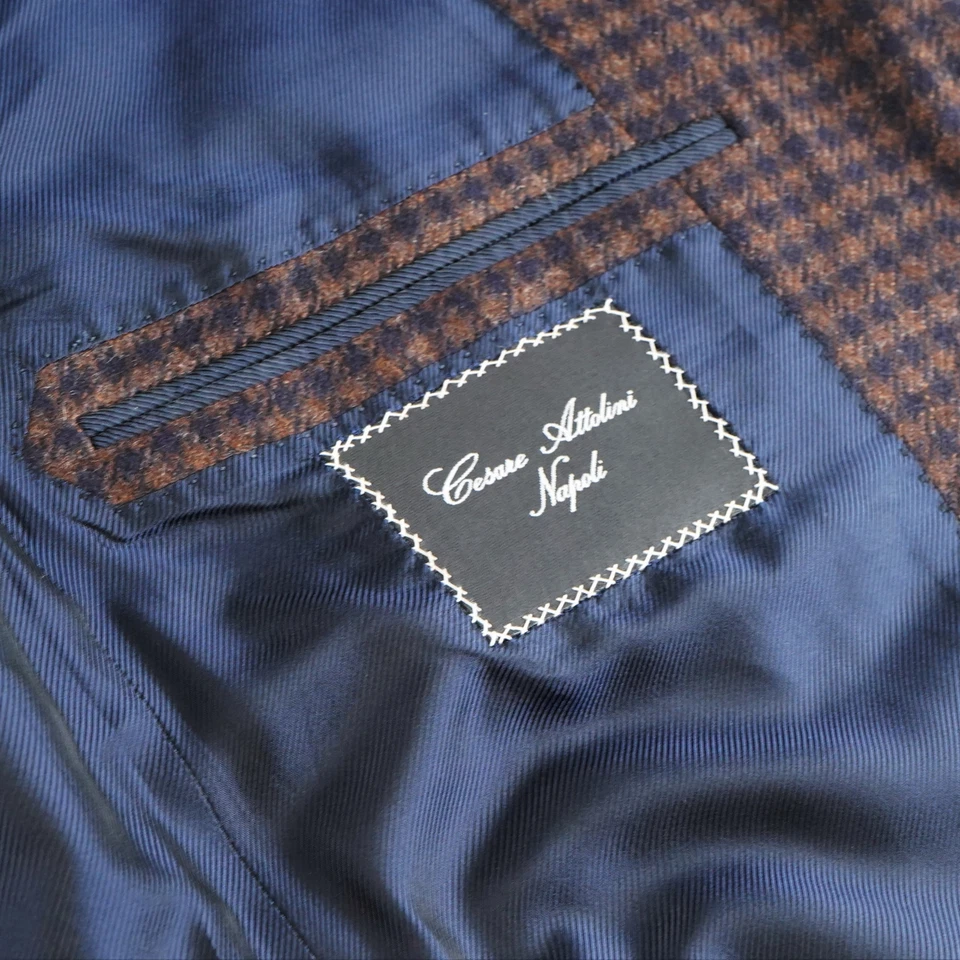 NEW $7,000 Cesare Attolini Blue/Bronze Cashmere Half-Lined Men's Jacket US 42R - Image 4 of 4